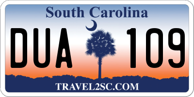 SC license plate DUA109