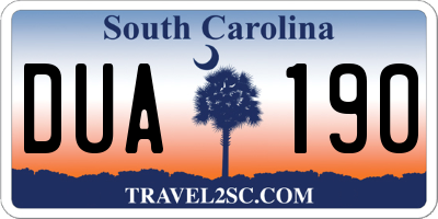 SC license plate DUA190