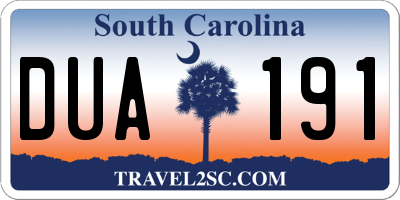SC license plate DUA191