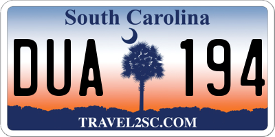 SC license plate DUA194