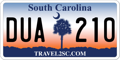 SC license plate DUA210