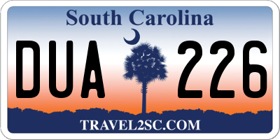 SC license plate DUA226
