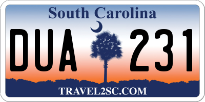 SC license plate DUA231