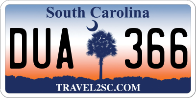 SC license plate DUA366