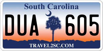 SC license plate DUA605