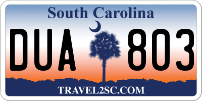 SC license plate DUA803