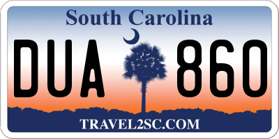 SC license plate DUA860