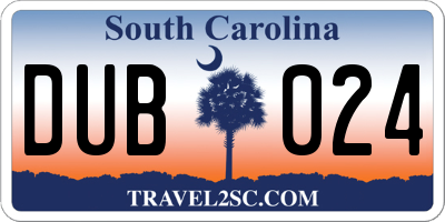 SC license plate DUB024