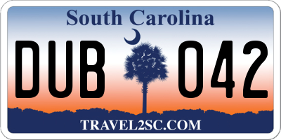 SC license plate DUB042