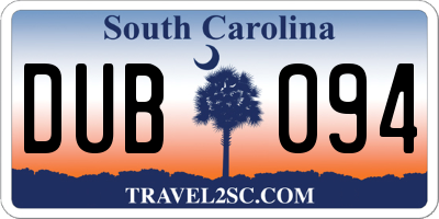 SC license plate DUB094