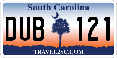 SC license plate DUB121