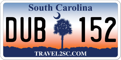 SC license plate DUB152