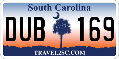 SC license plate DUB169