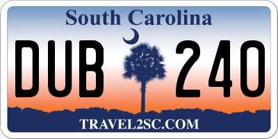 SC license plate DUB240