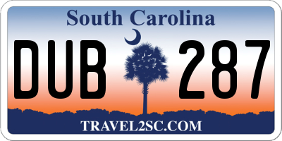 SC license plate DUB287