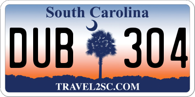 SC license plate DUB304