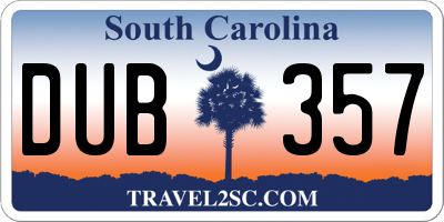 SC license plate DUB357