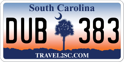 SC license plate DUB383