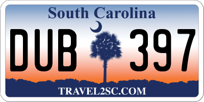 SC license plate DUB397