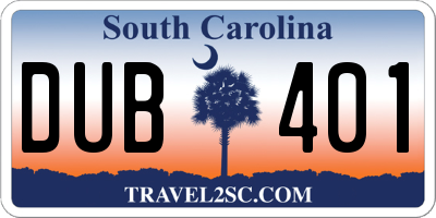SC license plate DUB401
