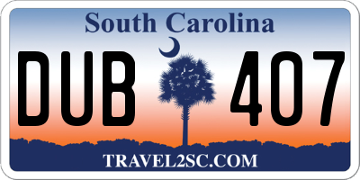SC license plate DUB407