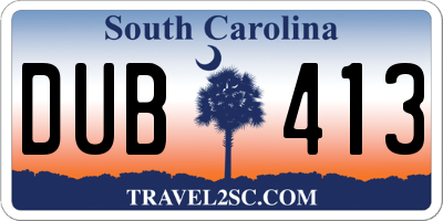 SC license plate DUB413