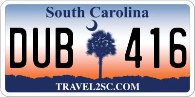 SC license plate DUB416