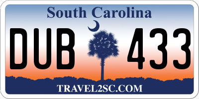 SC license plate DUB433