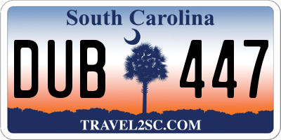 SC license plate DUB447