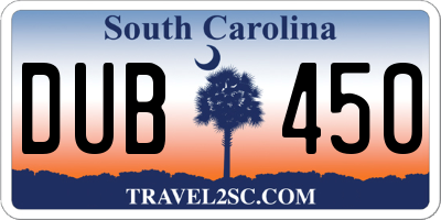 SC license plate DUB450