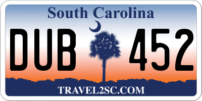 SC license plate DUB452