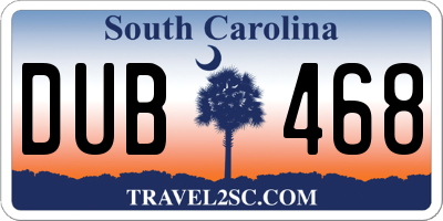SC license plate DUB468