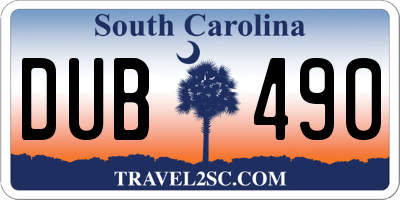 SC license plate DUB490