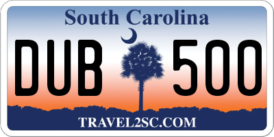 SC license plate DUB500