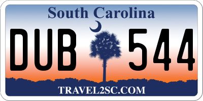SC license plate DUB544