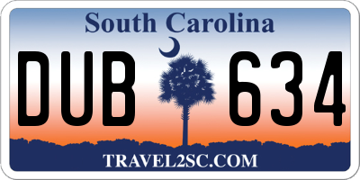 SC license plate DUB634