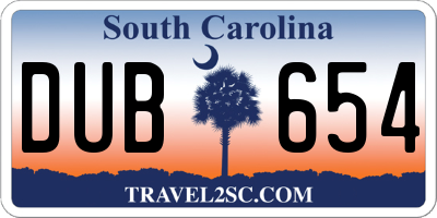SC license plate DUB654