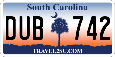 SC license plate DUB742