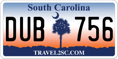 SC license plate DUB756