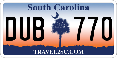SC license plate DUB770