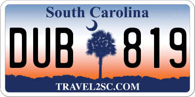 SC license plate DUB819
