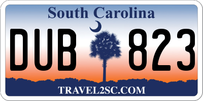 SC license plate DUB823