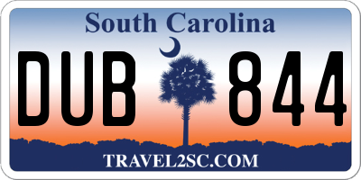 SC license plate DUB844