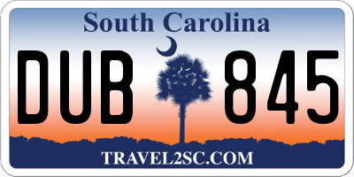 SC license plate DUB845
