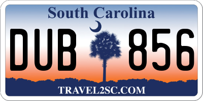 SC license plate DUB856