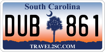 SC license plate DUB861