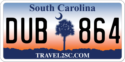 SC license plate DUB864