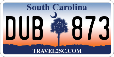 SC license plate DUB873