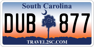 SC license plate DUB877