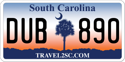 SC license plate DUB890